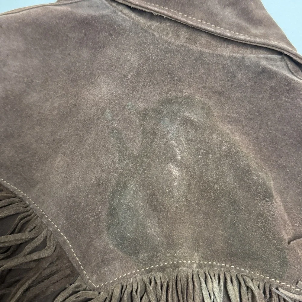 Unbranded Fringe Suede Jacket Mens Medium Brown Fair Vintage Western Cowboy